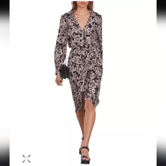 NWT The Kooples Long-Sleeve Blooming Roses Dress Size XS